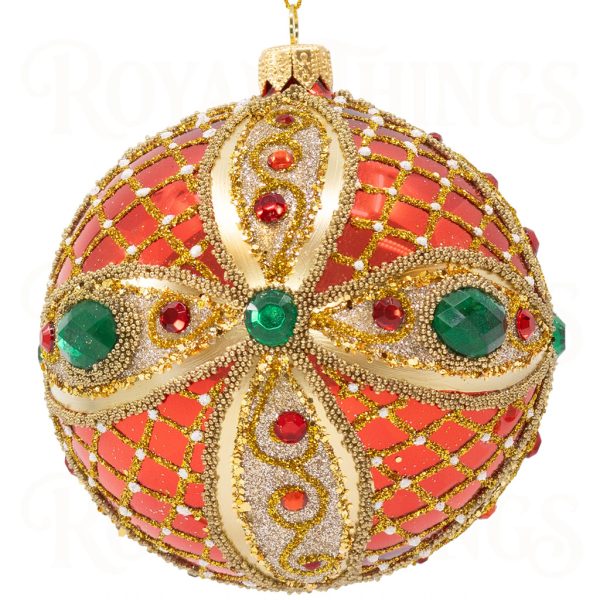 Pga B6113 Royal Things Polish Glass Art Christmas Bauble Ball Enchanting Emily Red Gold Green 1