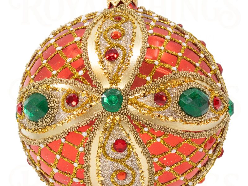 Pga B6113 Royal Things Polish Glass Art Christmas Bauble Ball Enchanting Emily Red Gold Green 1