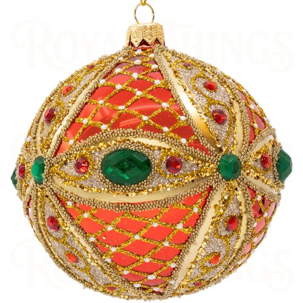 Pga B6113 Royal Things Polish Glass Art Christmas Bauble Ball Enchanting Emily Red Gold Green 2