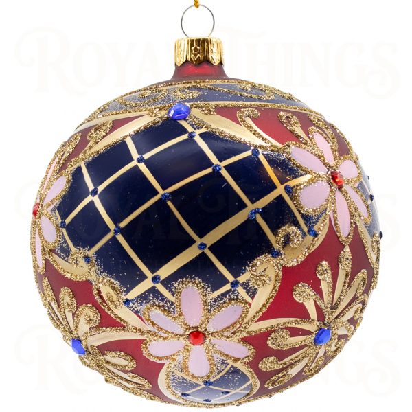 Pga B6115 Royal Things Polish Glass Art Christmas Bauble Ball Dazzling Dahlia Red Blue Gold 2
