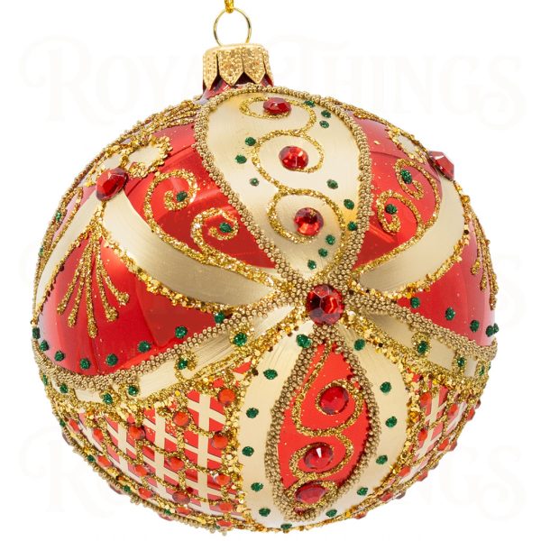 Pga B6116 Royal Things Polish Glass Art Christmas Bauble Ball Fabulous Faith Red Gold 2