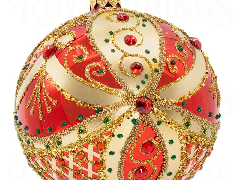Pga B6116 Royal Things Polish Glass Art Christmas Bauble Ball Fabulous Faith Red Gold 2