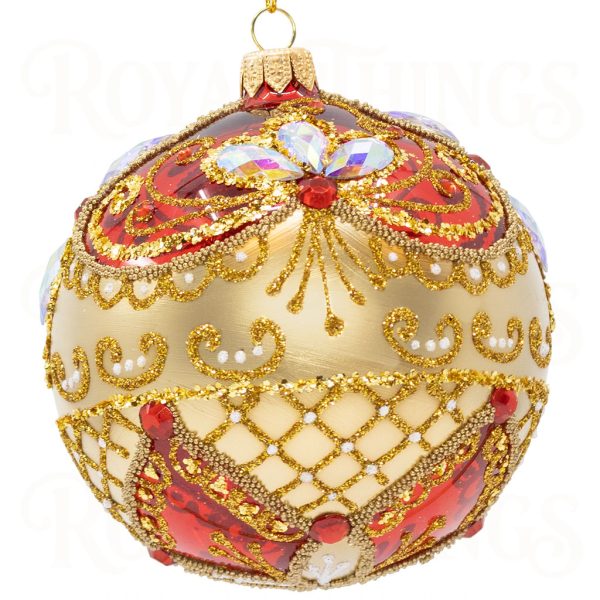 Pga B6117 Royal Things Polish Glass Art Christmas Bauble Ball Twinkling Theo Gold Red 1