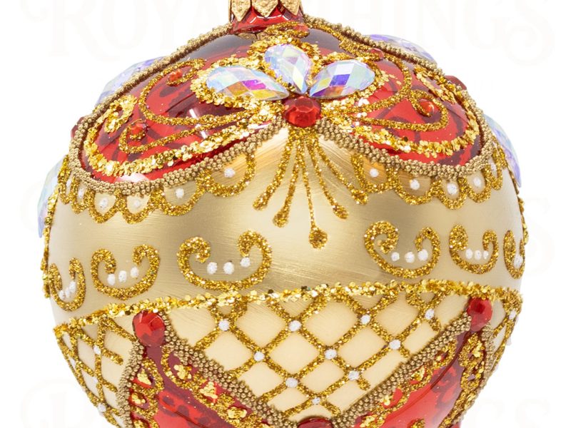 Pga B6117 Royal Things Polish Glass Art Christmas Bauble Ball Twinkling Theo Gold Red 1