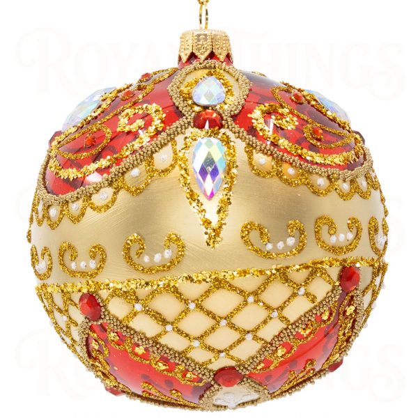 Pga B6117 Royal Things Polish Glass Art Christmas Bauble Ball Twinkling Theo Gold Red 2