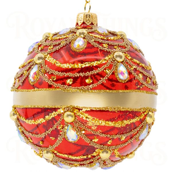 Pga B6118 Royal Things Polish Glass Art Christmas Bauble Ball Jazzy Juliet Red Gold