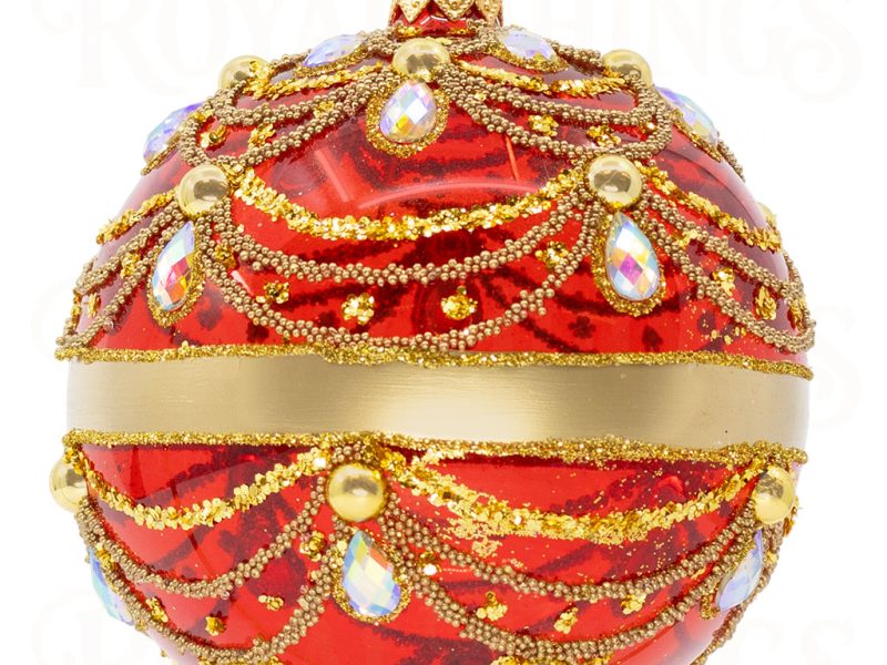 Pga B6118 Royal Things Polish Glass Art Christmas Bauble Ball Jazzy Juliet Red Gold