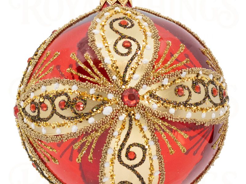 Pga B6119 Royal Things Polish Glass Art Christmas Bauble Ball Angelic Alice Red Gold 1