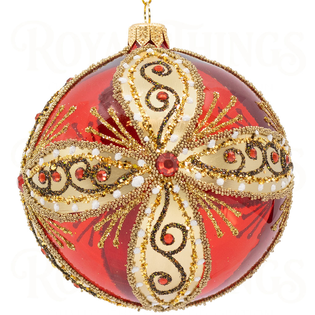 pga b6119 royal things polish glass art christmas bauble ball angelic alice red gold 1 Pga B6119 Royal Things Polish Glass Art Christmas Bauble Ball Angelic Alice Red Gold 1