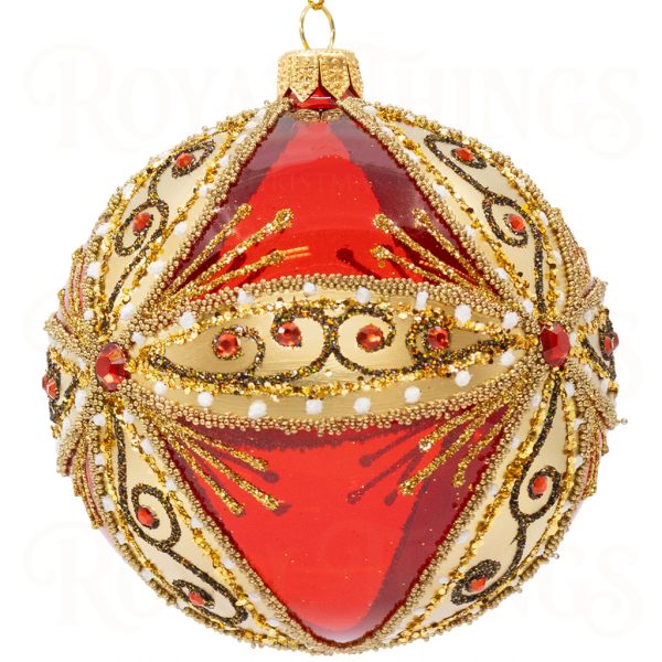 Pga B6119 Royal Things Polish Glass Art Christmas Bauble Ball Angelic Alice Red Gold 2