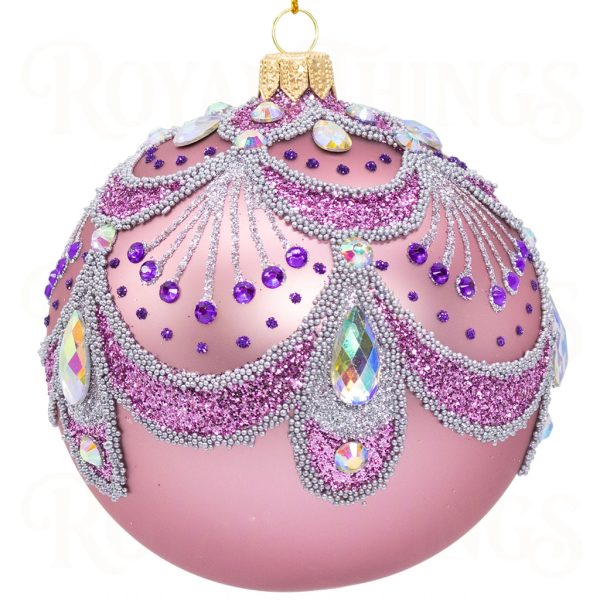 Pga B6121 Royal Things Polish Glass Art Christmas Bauble Ball Romantic Ruby Pink Purple Silver