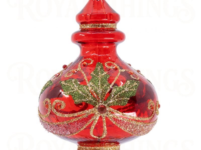 Pga B6130 Royal Things Polish Glass Art Christmas Bauble Ball Cherished Camille Finial Red Gold Green 1