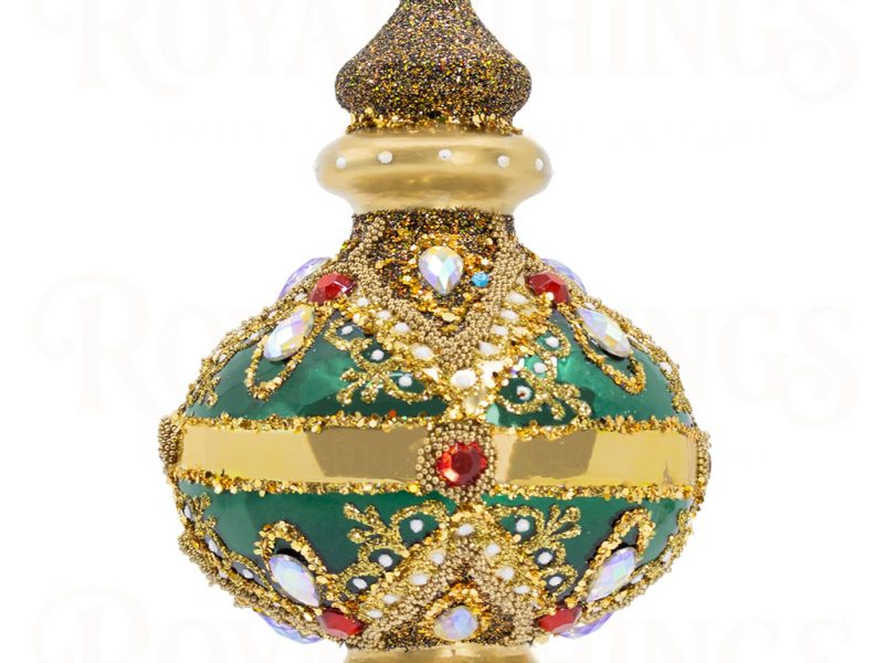 Pga B6133 Royal Things Polish Glass Art Christmas Bauble Ball Celestial Catherine Finial Green Gold 1