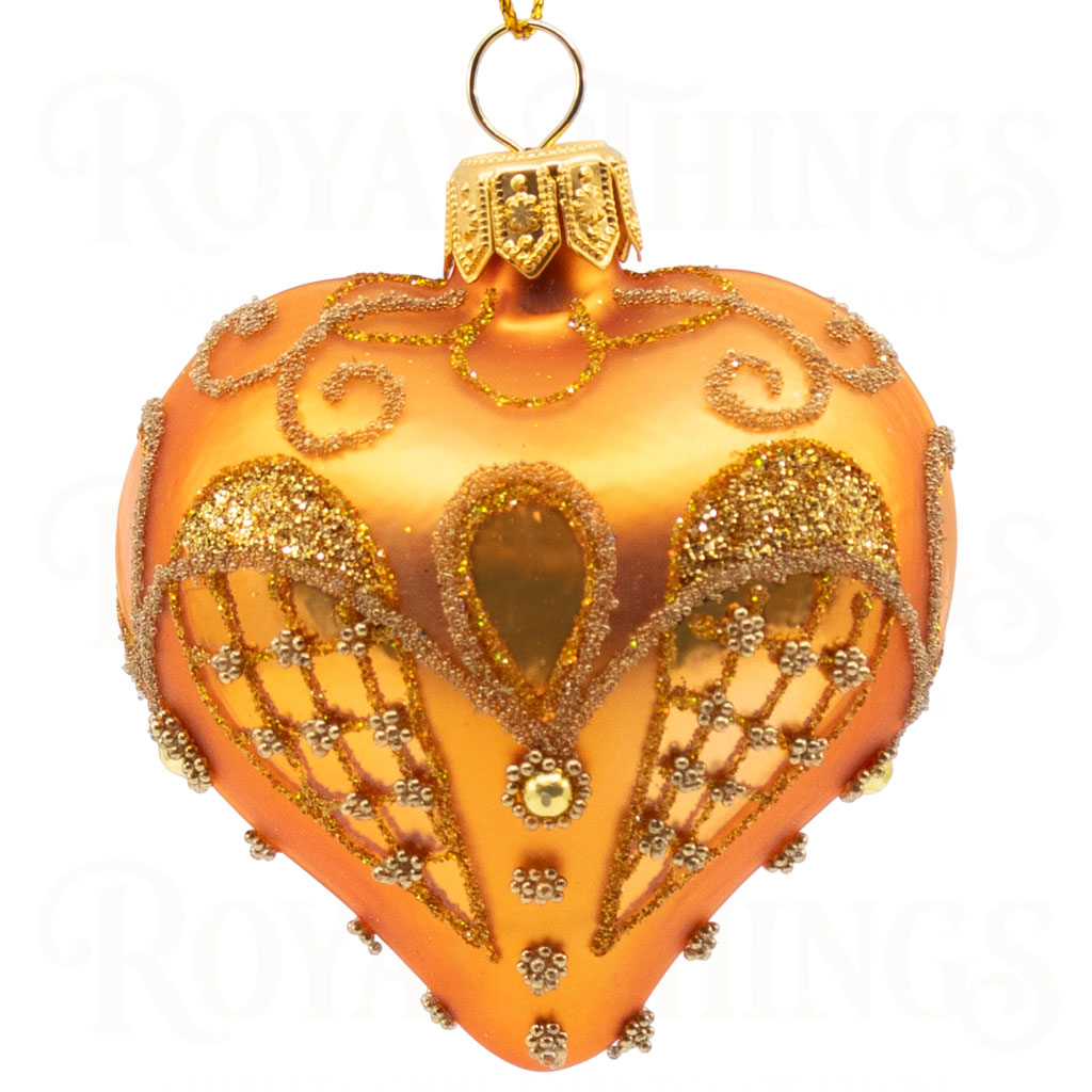 pga b6136 royal things polish glass art christmas bauble ball intriguing ingrid heart orange gold Pga B6136 Royal Things Polish Glass Art Christmas Bauble Ball Intriguing Ingrid Heart Orange Gold
