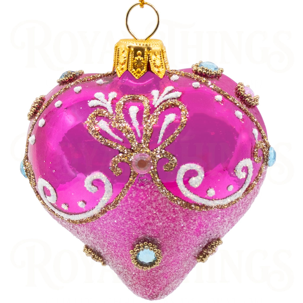 pga b6139 royal things polish glass art christmas bauble ball fancy francesca heart pink gold white Pga B6139 Royal Things Polish Glass Art Christmas Bauble Ball Fancy Francesca Heart Pink Gold White