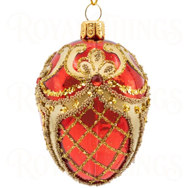 Pga B6141 Royal Things Polish Glass Art Christmas Bauble Ball Jovial Jonathan Egg Red Gold 1
