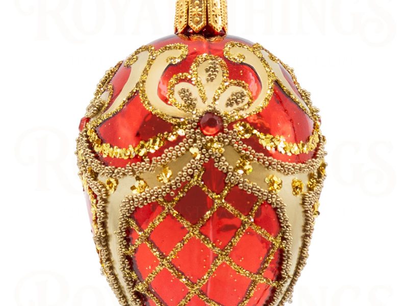 Pga B6141 Royal Things Polish Glass Art Christmas Bauble Ball Jovial Jonathan Egg Red Gold 1