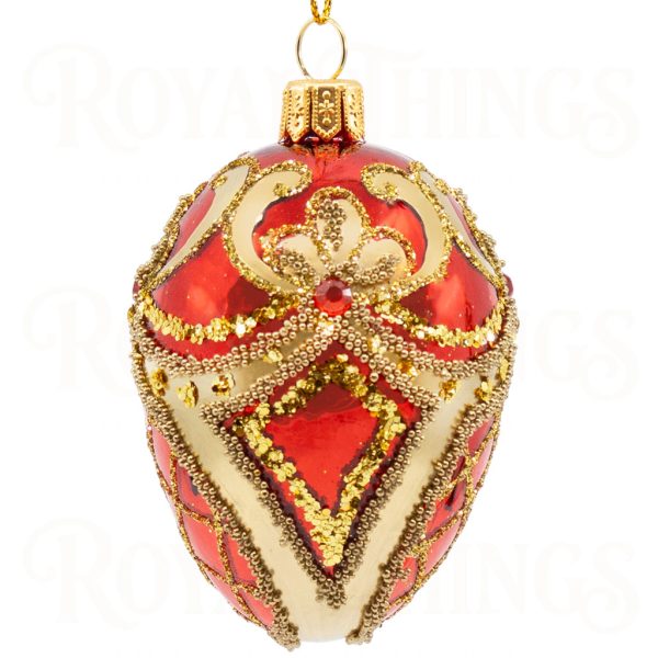 Pga B6141 Royal Things Polish Glass Art Christmas Bauble Ball Jovial Jonathan Egg Red Gold 2