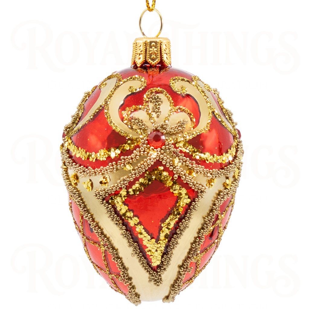 pga b6141 royal things polish glass art christmas bauble ball jovial jonathan egg red gold 2 Pga B6141 Royal Things Polish Glass Art Christmas Bauble Ball Jovial Jonathan Egg Red Gold 2