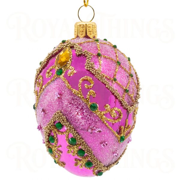 Pga B6142 Royal Things Polish Glass Art Christmas Bauble Ball Artful Arabella Egg Pink Gold Green