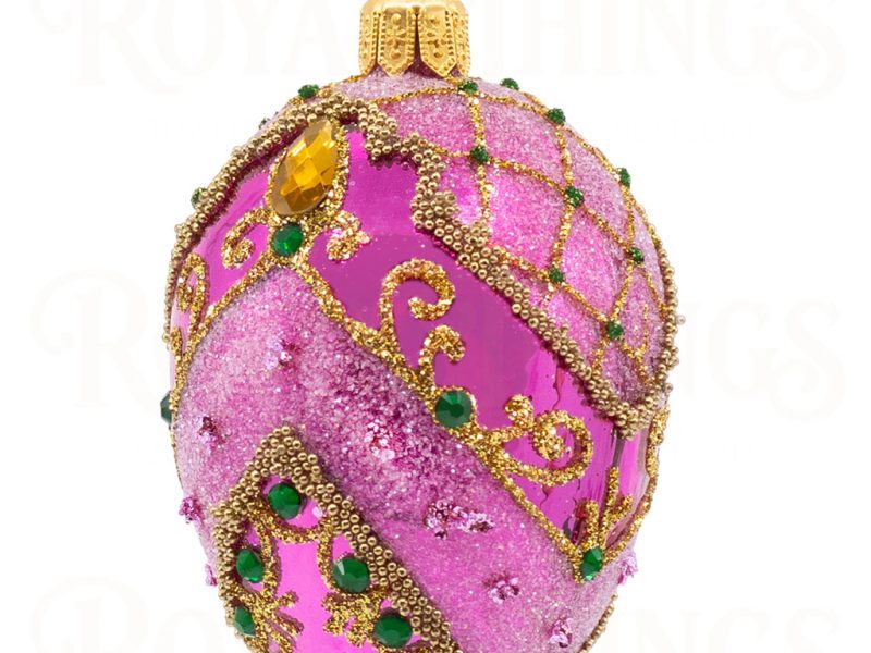 Pga B6142 Royal Things Polish Glass Art Christmas Bauble Ball Artful Arabella Egg Pink Gold Green