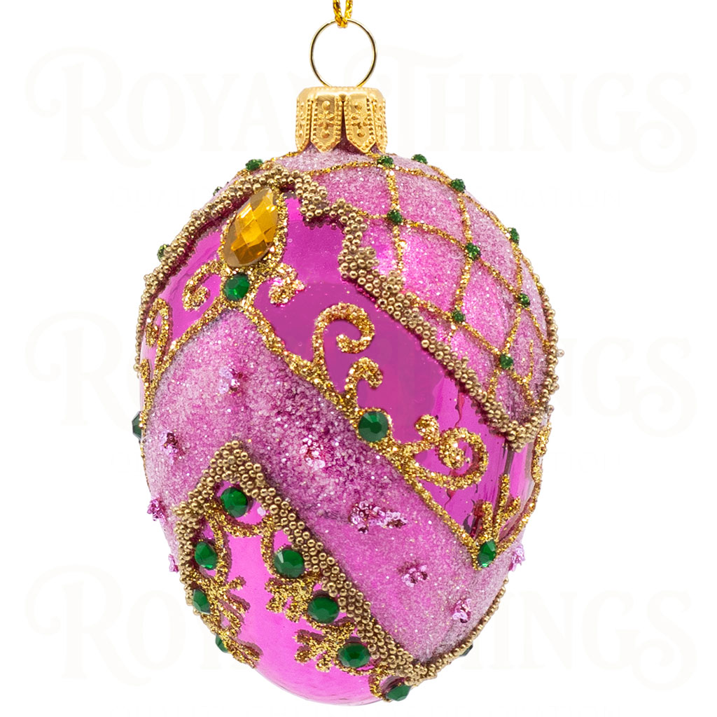 pga b6142 royal things polish glass art christmas bauble ball artful arabella egg pink gold green Pga B6142 Royal Things Polish Glass Art Christmas Bauble Ball Artful Arabella Egg Pink Gold Green