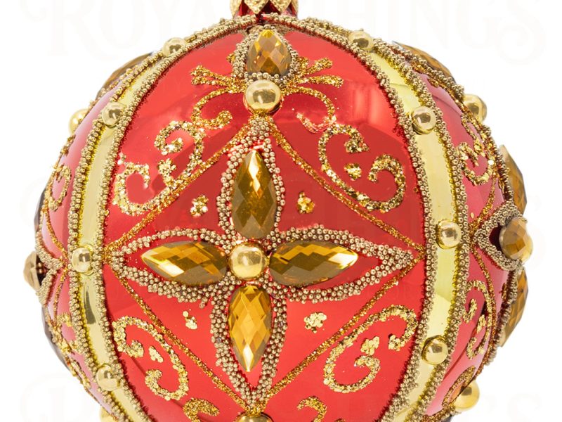 Pga B6147 Royal Things Polish Glass Art Christmas Bauble Ball Handsome Harut Red Gold