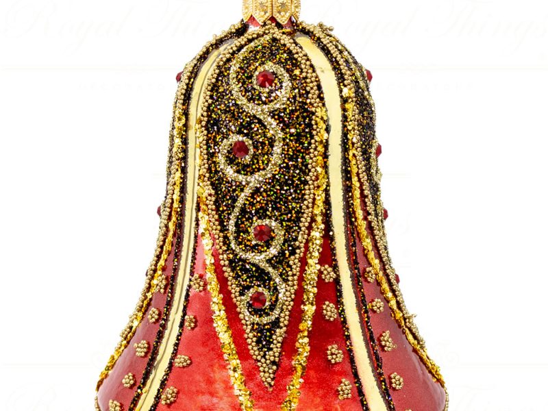 Royal Things Polish Glass Art Christmas Bauble Ball Blissful Brielle Bell Red Gold Pga B 4141 Front