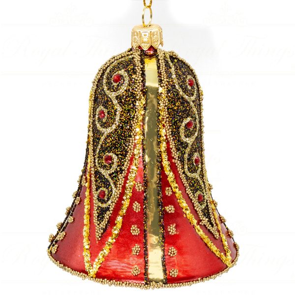 Royal Things Polish Glass Art Christmas Bauble Ball Blissful Brielle Bell Red Gold Pga B 4141 Side