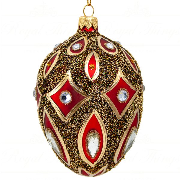 Royal Things Polish Glass Art Christmas Bauble Ball Courageous Colt Red Gold Black Pga B3147