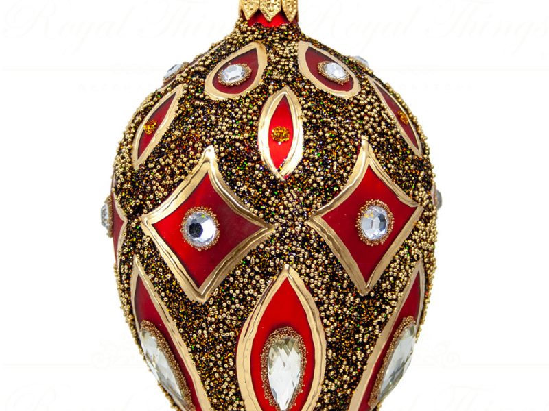 Royal Things Polish Glass Art Christmas Bauble Ball Courageous Colt Red Gold Black Pga B3147