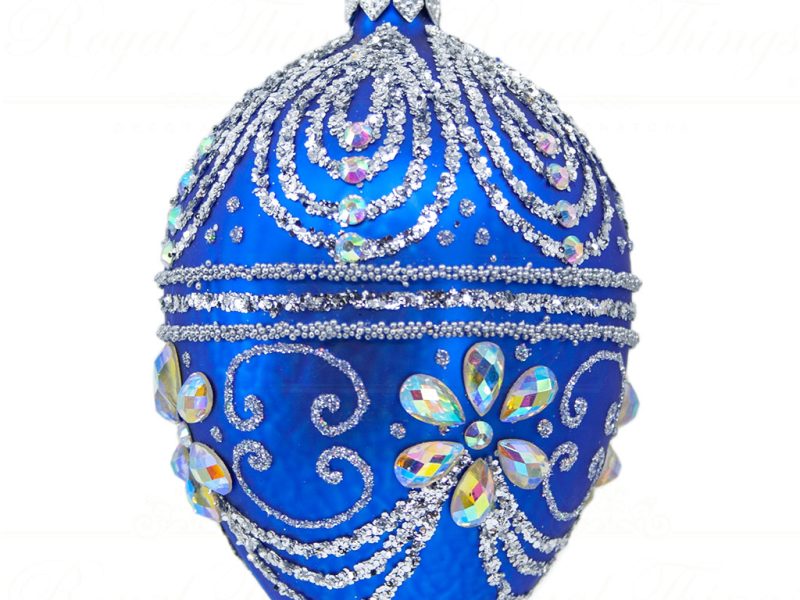 Royal Things Polish Glass Art Christmas Bauble Ball Fantastic Felix Blue Silver Pga B3142