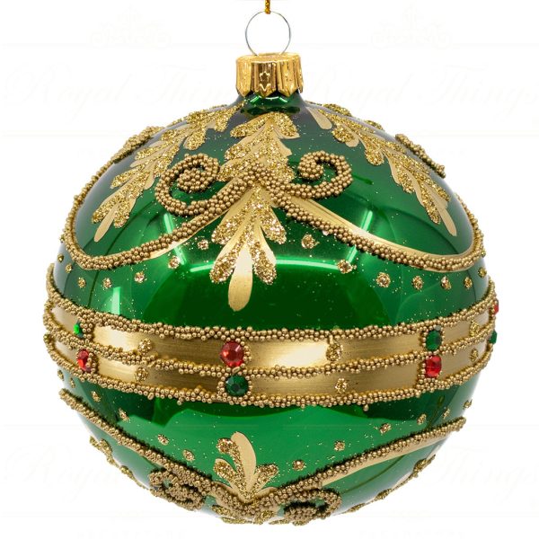 Royal Things Polish Glass Art Christmas Bauble Ball Gleaming Gwendolyn Red Gold Green Pga B 4110