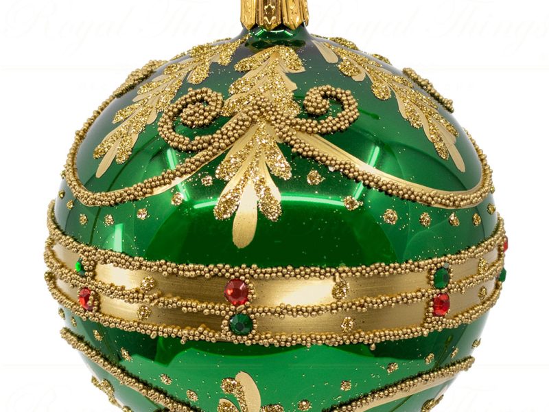 Royal Things Polish Glass Art Christmas Bauble Ball Gleaming Gwendolyn Red Gold Green Pga B 4110