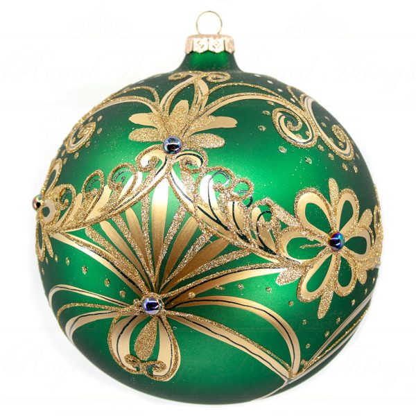 Royal Things Polish Glass Art Christmas Bauble Ball Green Graham Gold Pga B0017
