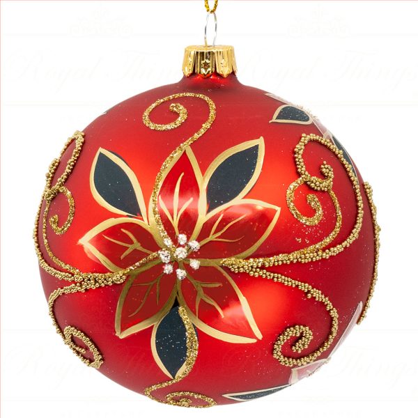 Royal Things Polish Glass Art Christmas Bauble Ball Holly Jolly Santa Time Red Gold Green White Pga B 4157 Back