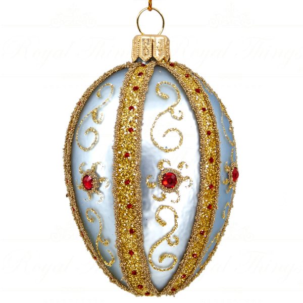 Royal Things Polish Glass Art Christmas Bauble Ball Hypnotic Haley Egg Blue Gold Red Pga B3171