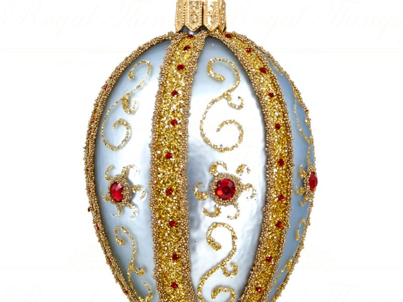 Royal Things Polish Glass Art Christmas Bauble Ball Hypnotic Haley Egg Blue Gold Red Pga B3171