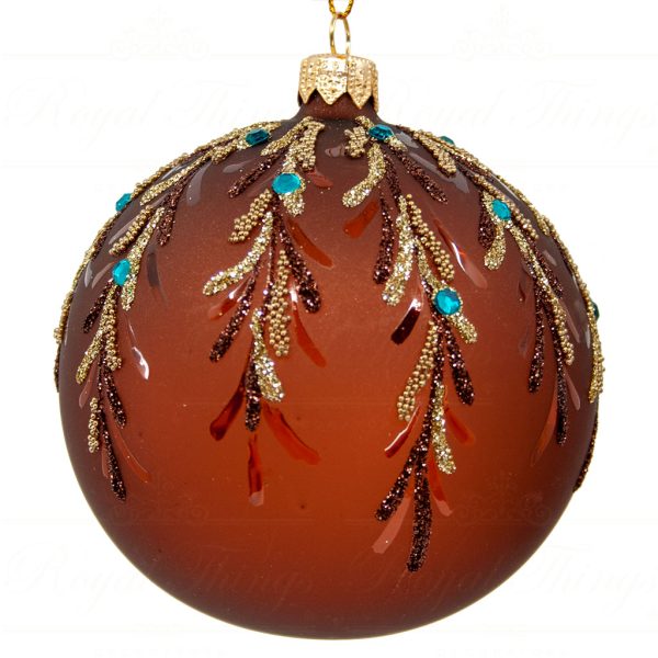 Royal Things Polish Glass Art Christmas Bauble Ball Kind Kaitlyn Brown Gold Blue Pga B3107