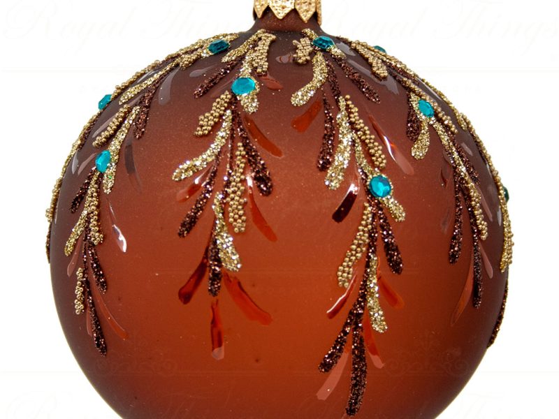 Royal Things Polish Glass Art Christmas Bauble Ball Kind Kaitlyn Brown Gold Blue Pga B3107