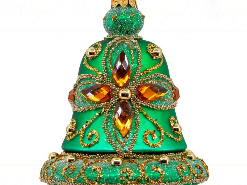 Royal Things Polish Glass Art Christmas Bauble Ball Lively Lila Bell Green Gold Pga B3140