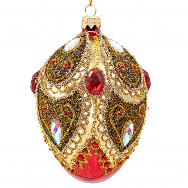 Royal Things Polish Glass Art Christmas Bauble Ball Majestic Maxime Red Gold Black Pga B3148