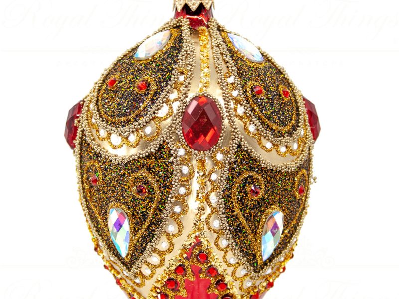 Royal Things Polish Glass Art Christmas Bauble Ball Majestic Maxime Red Gold Black Pga B3148