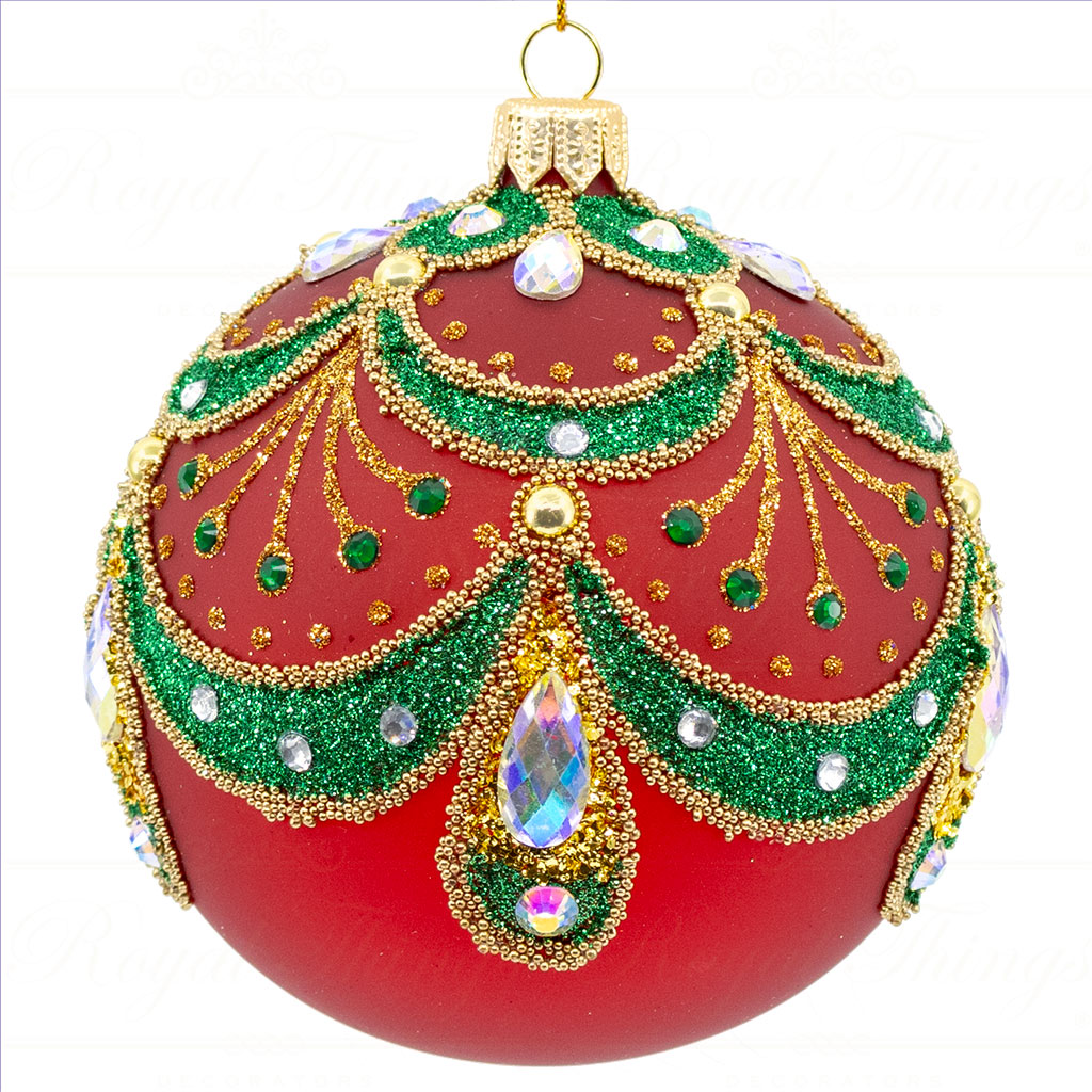 royal things polish glass art christmas bauble ball majestic mira green red gold pga b 4120 Royal Things Polish Glass Art Christmas Bauble Ball Majestic Mira Green Red Gold Pga B 4120
