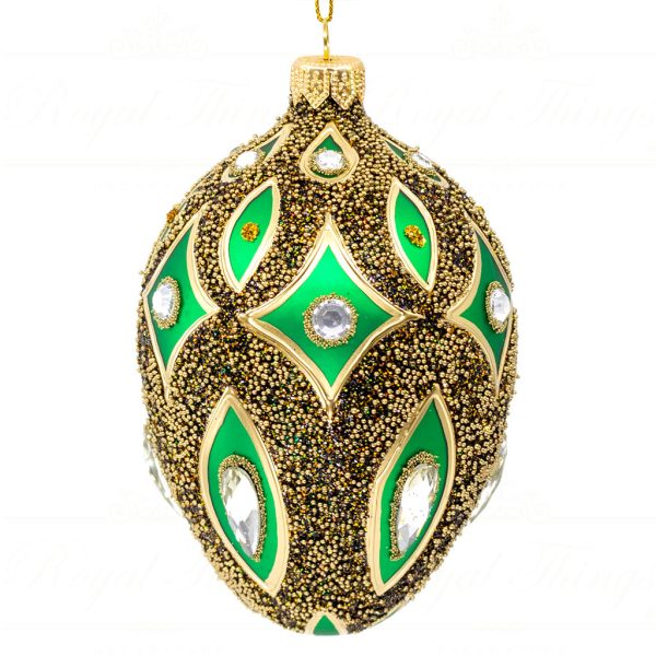 Royal Things Polish Glass Art Christmas Bauble Ball Radiant Rachel Egg Green Gold Pga B 4127
