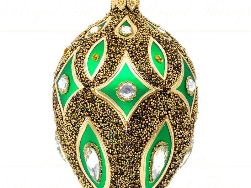 Royal Things Polish Glass Art Christmas Bauble Ball Radiant Rachel Egg Green Gold Pga B 4127
