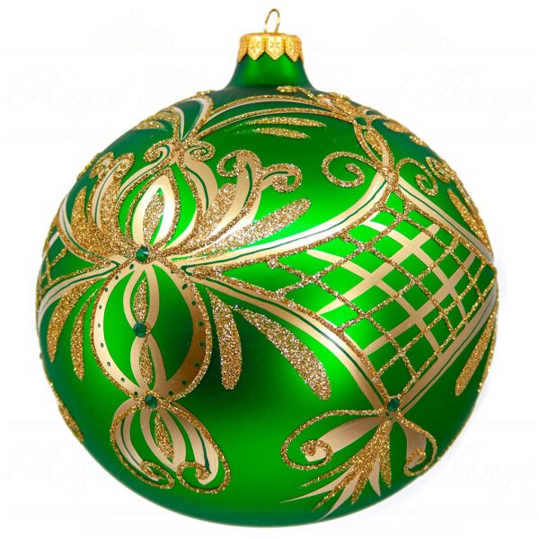 Royal Things Polish Glass Art Christmas Bauble Ball Rebel Rylan Green Gold Pga B3137