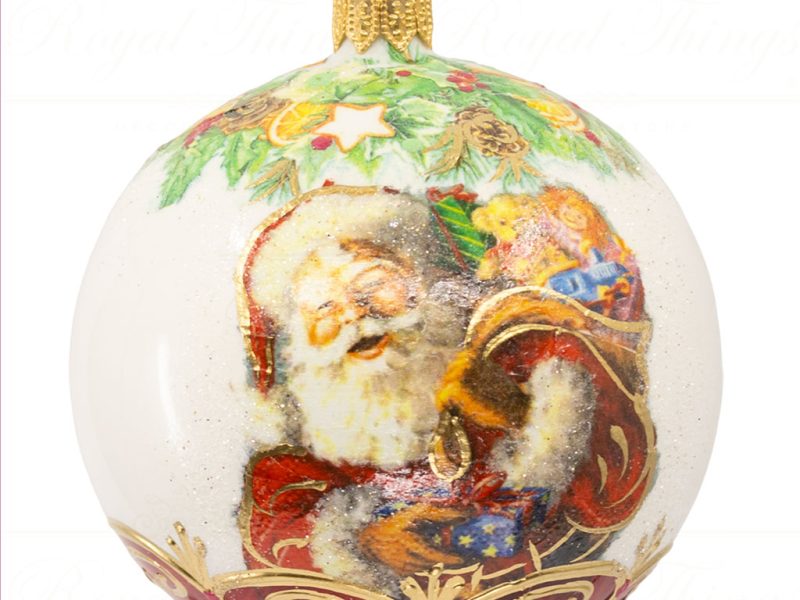 Royal Things Polish Glass Art Christmas Bauble Ball Santa S Tradition Gifts Wit Red Gold Pga B 4108 Front