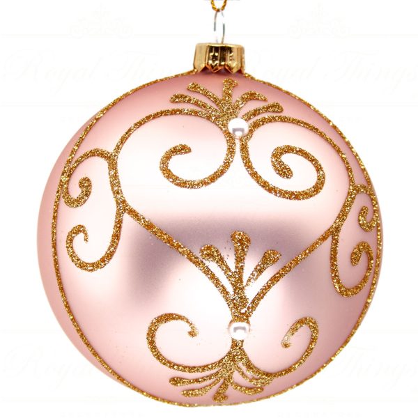 Royal Things Polish Glass Art Christmas Bauble Ball Shimmering Sherry Pink Gold Pga B3183