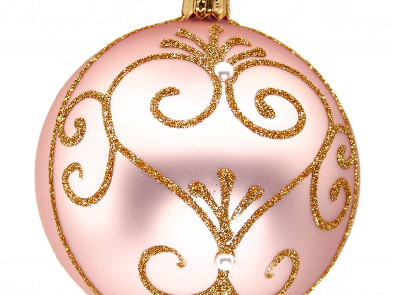 Royal Things Polish Glass Art Christmas Bauble Ball Shimmering Sherry Pink Gold Pga B3183